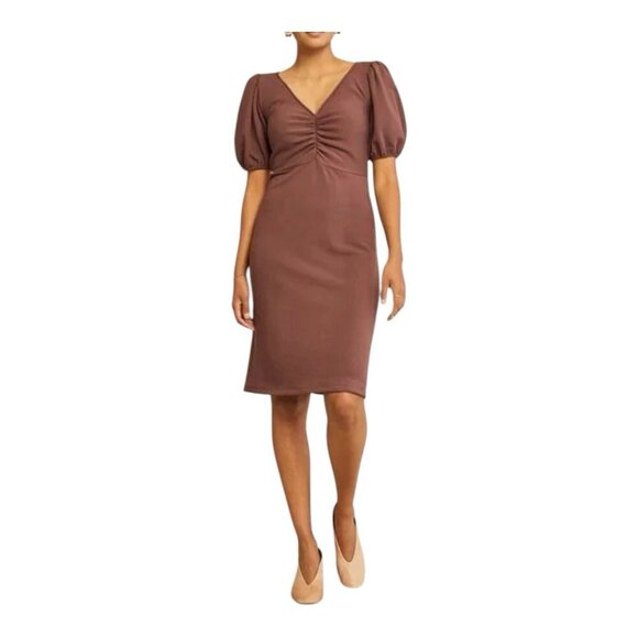 Amour Vert Women's Tinsley Luxe Fleece Dress in Mocha Size XS Career Business - Picture 1 of 9